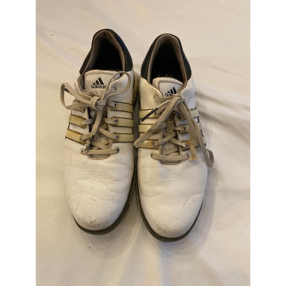 Adidas Men Tour360 Boost Leather ATHLETIC Golf Shoes Size 8.5 White Black Q44985